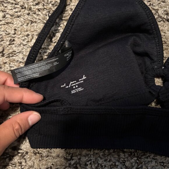 Urban Outfitters Black Ribbed Bralette With Adjustable Straps & Knot Detail - Si - Picture 3 of 5